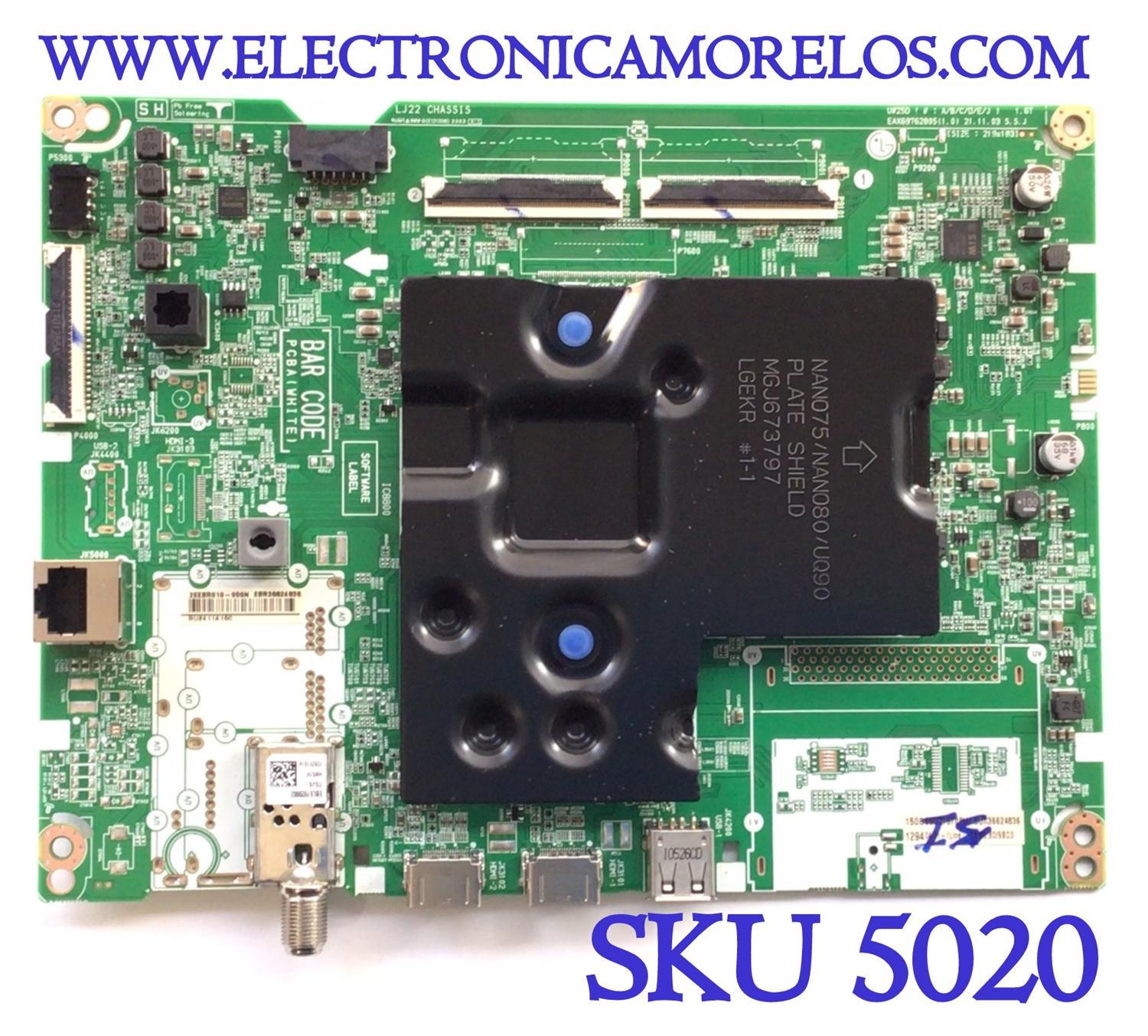 MAIN PARA TV LG 4K UHD HDR SMART TV / NUMERO DE PARTE EBR36624836 / EAX69762805 / 36624836 / EAX69762805(1.0) / PANEL BOEI650WQ1QF7D / DISPLAY HV650QUB-F7D / MODELO 65UQ7570PUJ / 65UQ7570PUJ.CUSFBH